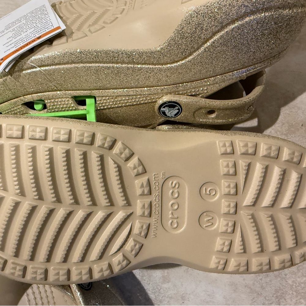 CROCS Kids Glitter Sandals - Gold and Green